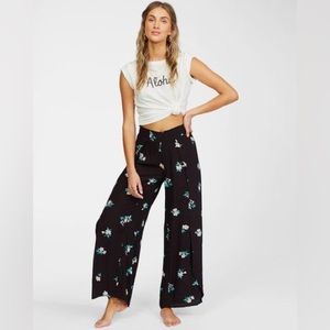 Billabong Black Floral Boot Cut Pants